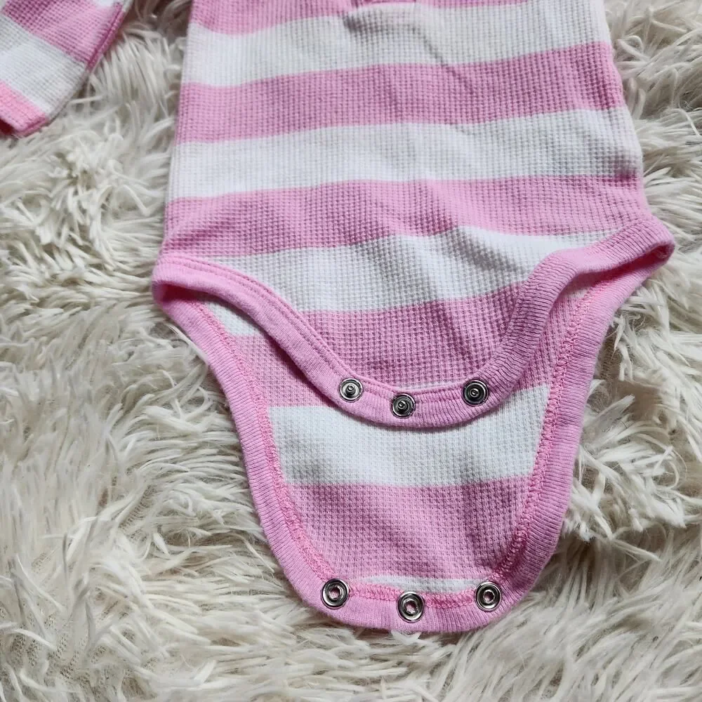 Genuine Merchandise Infant Baby Girl Hooded One Piece 0-3M Pink White Stripe